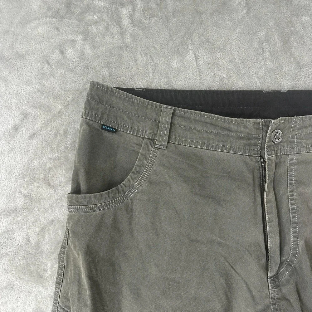Kuhl Cargo Shorts Mens 38 Gray Canvas Hiking Outdoor Utility Pockets Casual